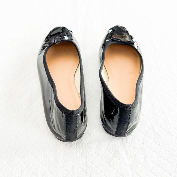 J. Crew Round Toe Patent Leather Black Flats Bow Trim Accent Size 10 - Picture 4 of 4